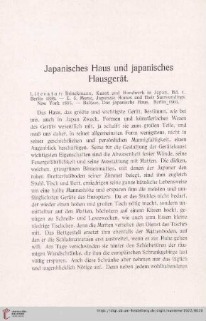 Japanisches Haus und japanisches Hausgerät