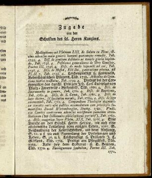 Zugabe von den Schriften des sel. Herrn Kanzlers.