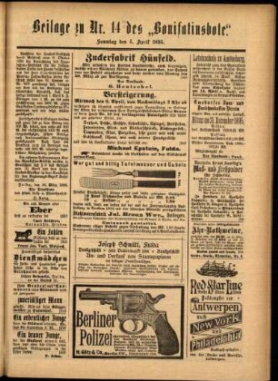 Zweite Ausgabe vom Sonntag, den 05. April 1896.
