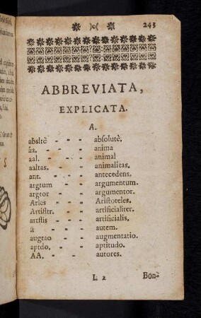 243-250, Abbreviata, Explicata.