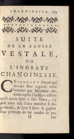 Suite De La Fausse Vestale, Ou L'Ingrate Chanoinesse