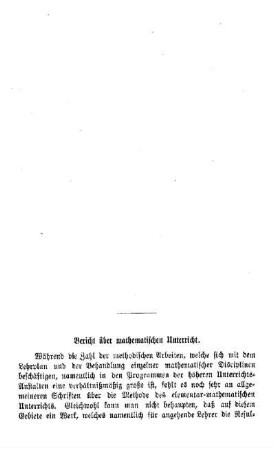Bericht über mathematischen Unterricht