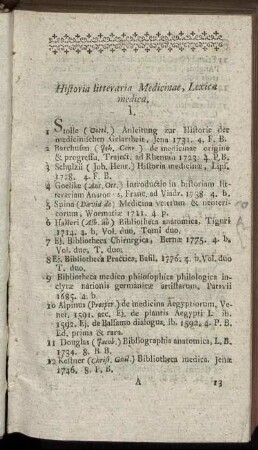 Historia litteraria Medicinae, Lexica medica.