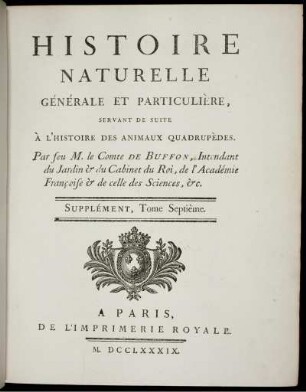 Suppl., T. 7: Histoire Naturelle, Generale Et Particuliere.. Suppl.. Supplément à l'histoire naturelle. T. 7