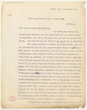 Brief an Ignaz Waghalter : 04.12.1919