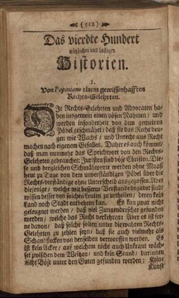 Das vierdte Hundert nützlicher und lustiger Historien.