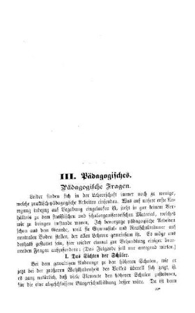 Pädagogische Fragen : Pädagogisches