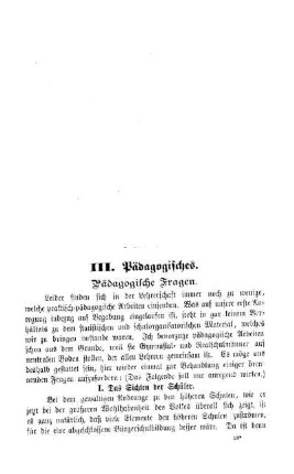 Pädagogische Fragen : Pädagogisches