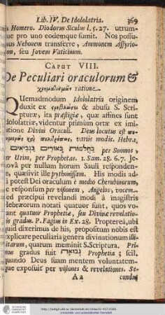 CAP. VIII. De Peculiari oraculorum & ... ratione.