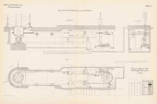 Regulierung der Weichselmündung: Anordnung des hydraulischen Mechanismus für die Drehbrücke: Grundriss, Schnitte