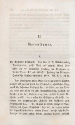 470-490 [Rezension] Staudenmaier, Franz Anton, Die christliche Dogmatik