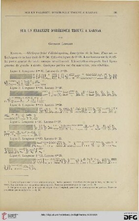 23: Sur un fragment d'obélisque trouvé à Karnak