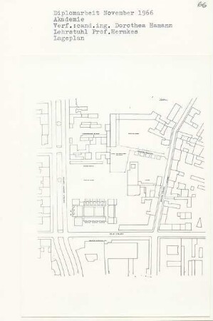 Akademie, Berlin-Charlottenburg (Diplomarbeit bei Bernhard Hermkes): Lageplan