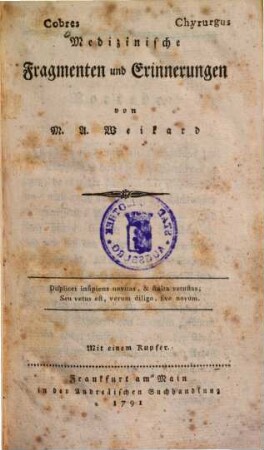 Medizinische Fragmenten und Erinnerungen