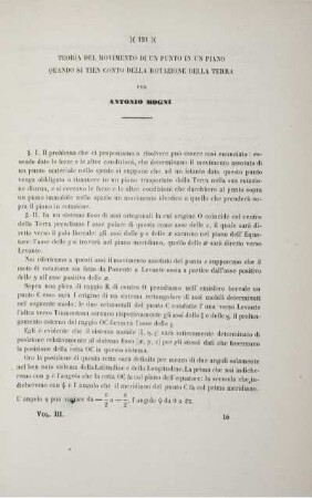 Teoria del movimento di un punto in un piano quando si tien conto della rotazione della terra.