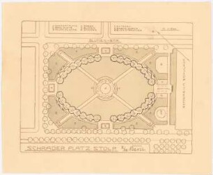 Schraderplatz, Stolp: (bearbeitete Lichtpause von Inv.-Nr. 41118): Grundriss des Platzes 1:500