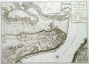 WHK 28 Nordamerikanische Kriege von 1775-1782: Plan der Stadt und Umgebung von Quebec mit der Belagerung durch die Amerikaner vom 8. Dezember 1775 bis zum 13. Mai 1776