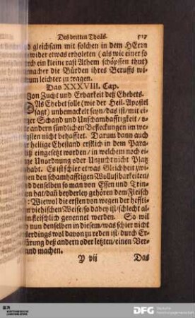 Das XXXVIII. Cap. Von Zucht und Erbarkeit deß Ehebets.