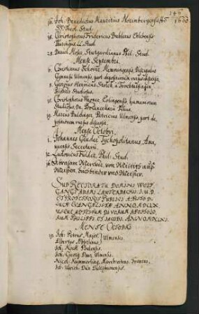 Winterhalbjahr 1660/1661. Rektorat Wolfgang Adam Lauterbach