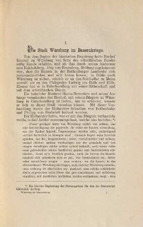 Die Stadt Würzburg im Bauernkriege