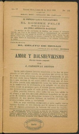 1920004128: Amor y bolshevikismo : (novela inédita original)