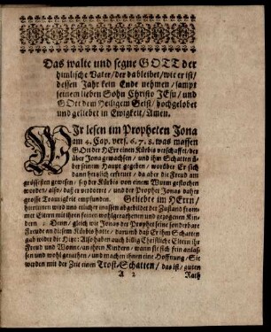 Das walte und segne Gott der himlische Vater/ [...]