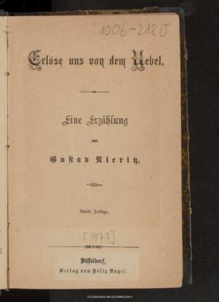 Erlöse uns von dem Uebel : eine Erzählung