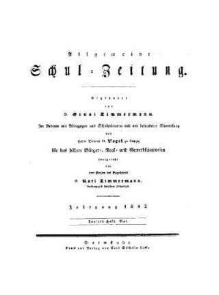 Titelblatt für Mai 1842 : [Heft 69 - 86]