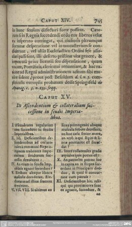 Caput XV. De Ascendentium & collateralium successione in feudis Imperialibus