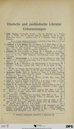 Deutsche und ausländische Literatur – Übersetzungen (Nr. 1-462)