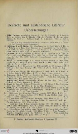 Deutsche und ausländische Literatur – Übersetzungen (Nr. 1-462)