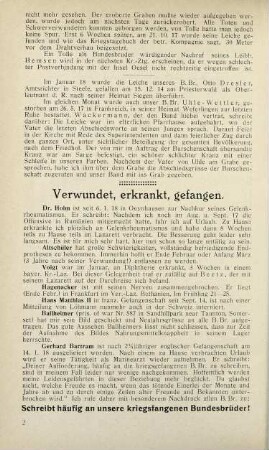 2 Verwundet, erkrankt, gefangen.