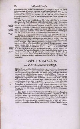 Caput Quartum. De Veteri Oeconomia Fuldensi.