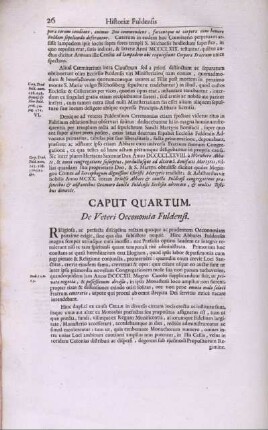 Caput Quartum. De Veteri Oeconomia Fuldensi.