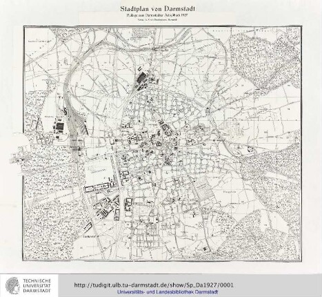 Stadtplan von Darmstadt : Beilage zum Darmstädter Adreßbuch 1927