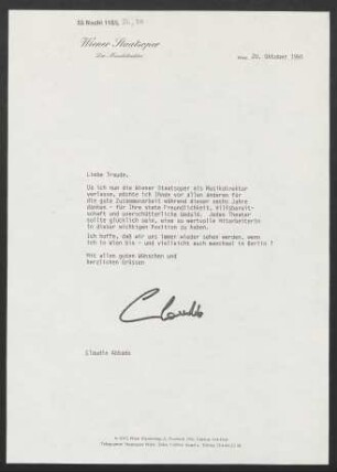 Brief an Unbekannt, 20.10.1991