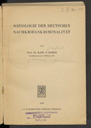 Soziologie der deutschen Nachkriegskriminalität