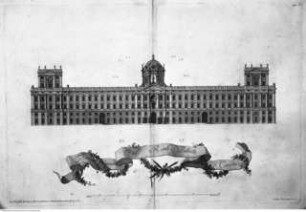 Dichiarazione dei disegni del Reale Palazzo di Caserta ..., Tav. V: Aufriss der Hauptfassade