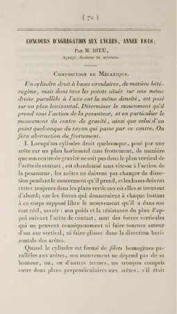 Concours d´agrégation aux lycées, année 1848.