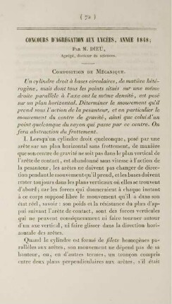 Concours d´agrégation aux lycées, année 1848.