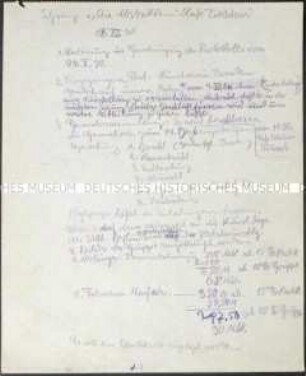 Handschriftliches Protokoll einer Mitgliederversammlung der Künstlervereinigung "Die Abstrakten" - Sachkonvolut