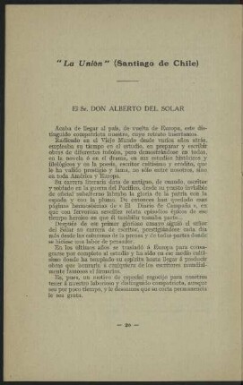 "La Unión" (Santiago de Chile) - El Sr. Don Alberto del Solar