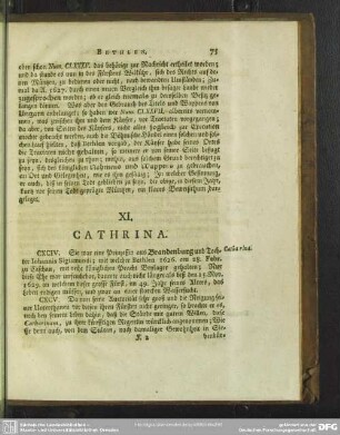 XI. Cathrina [Catharina]