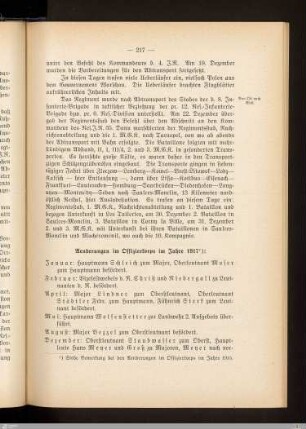 Änderungen im Offizierkorps im Jahre 1917