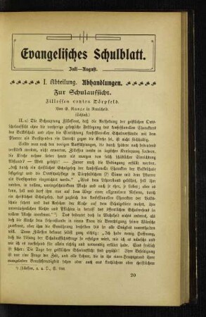 Zur Schulaufsicht : Zillessen contra Dörpfeld ; (Schluß)