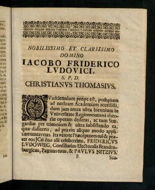 Nobilissimo et Clarissimo Domino Iacobo Friderico Ludovici