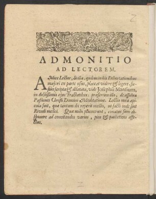 Admonitio Ad Lectorem.
