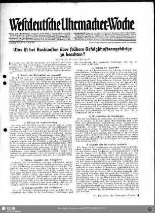Was ist bei Auskünften über frühere Gefolgschaftsangehörige zu beachten?