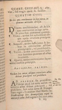Quaestio CVIII. De his quae continentur in lege nova, in quatuor articulos divisa.