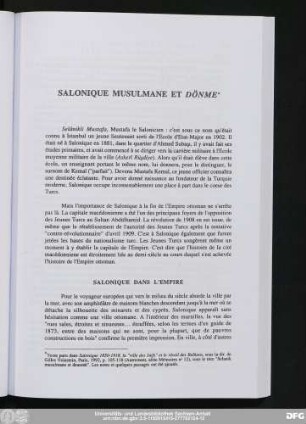 Salonique Musulmane Et Dönme